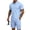 Light Blue, variant on Men'S Short Sleeve Solid Color Workwear Button Down Shirt With Multiple Pockets And Cargo Shorts Set For Summer Casual Wear,Black,L