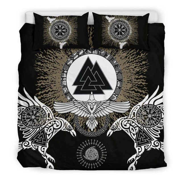 Juego De Cama Vikingo Raven, Valknut Y Vegvisir Rlt12
