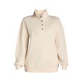 thumbnail image 5 of Time and Tru Women's Mock Neck Henley Pullover Sweatshirt, Sizes XS-XXXL, 5 of 5
