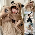 thumbnail image 4 of XIAOCHA Women’S Panda Hooded Scarf‑Mitten Set Solid Hats Party Fall‑Winter Bonnet,B, 4 of 4