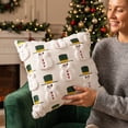 thumbnail image 4 of Embroidered Christmas Pillow Cover 18x18, Detailed Needlework Holiday Throw Cushion Case for Sofa, Couch & Living Room Decor, 4 of 8