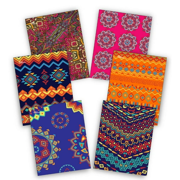 New Generation – Ethnic - School Supplies 2-Pocket Folder Value Pack with Assorted Fashion Eye-Catching Designs – Durable Laminated Letter Size - 6 Pack Folders for School, Home, and Office