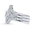 thumbnail image 3 of BERRICLE Sterling Silver Halo Wedding Engagement Rings Pear Cut Cubic Zirconia CZ Wishbone Ring Set for Women, Rhodium Plated Size 5, 3 of 16