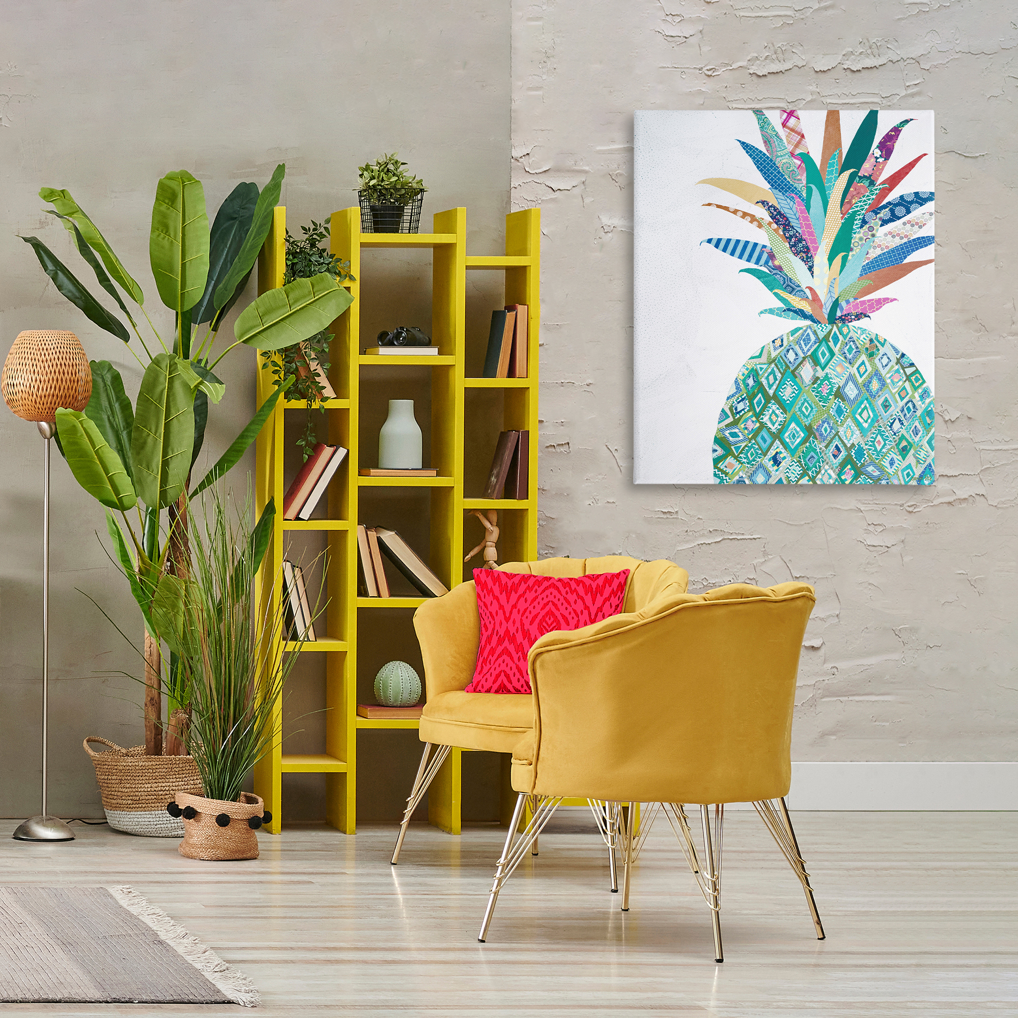 Stupell Industries Geometric Patterned Pineapple Food & Beverage Painting Gallery Wrapped Canvas Art Print Wall Art, 30 x 40