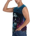 thumbnail image 3 of Pofeuu Punk Style Blue Haired Skull Print Men's Muscle T-Shirt, Sleeveless, Muscle Tank, Classic Muscle Tee Top For Men Casual Sleeveless Muscle T-Shirt Trendy Clothes-X-Large, 3 of 7