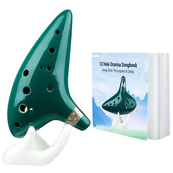 Ocarina Ohuhu Zelda de Cerámica Alto con 12 Agujeros y Cancionero