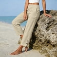 thumbnail image 6 of Linen Pants for Women High Waist Straight Dress Wide Leg Pants Business Casual Summer Beach Trousers with Pockets, 6 of 6