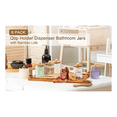 thumbnail image 5 of 6 Pack Holder Dispenser Set with Bamboo Lids, Bathroom Canister Accessories, Storage Organizer, Clear, 5 of 8