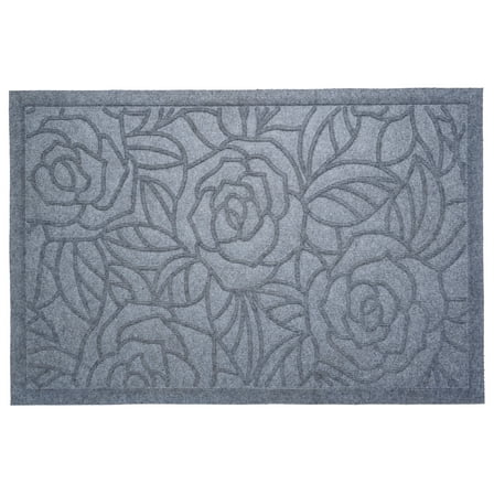 Poly Rose Indoor/Outdoor Mat,18" x 30", Light Grey