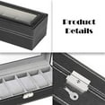 thumbnail image 4 of 6 Slot Leather Watch Box Display Case Organizer Glass Jewelry Storage Black, 4 of 8