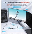thumbnail image 3 of Conmutador HDMI Warrky 2x1 bidireccional 4K @60Hz con cable de 1 m, 3 of 8
