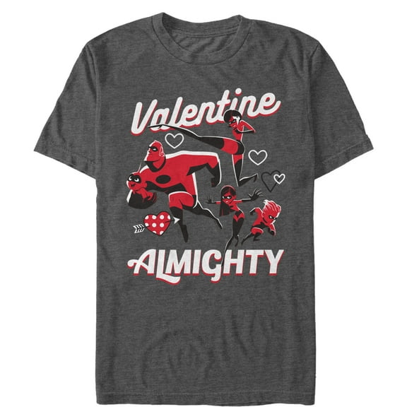 Men's The Incredibles Valentine Almighty  Graphic Tee Charcoal Heather 5X Large