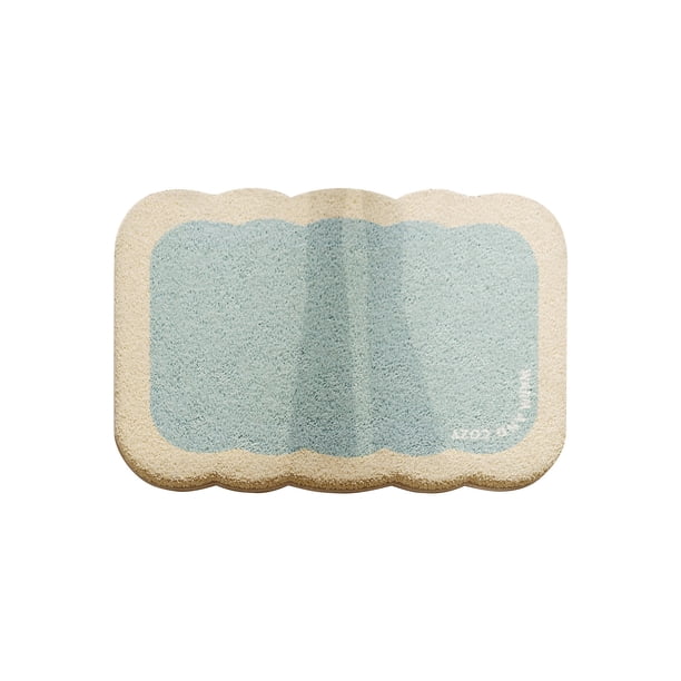 Alfombra de Ducha de Estilo Cremoso Antideslizante de Imitación de la Estera de Entrada de Lana de Oveja para el Baño, Alfombras de Baño Azules Absorbentes de Agua de 19.68x31.49In Antideslizantes Par