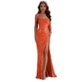 thumbnail image 1 of Vestido de fiesta Ymeipaodw, sirena, naranja, lentejuelas, tul, encaje, talla 8, 1 of 9
