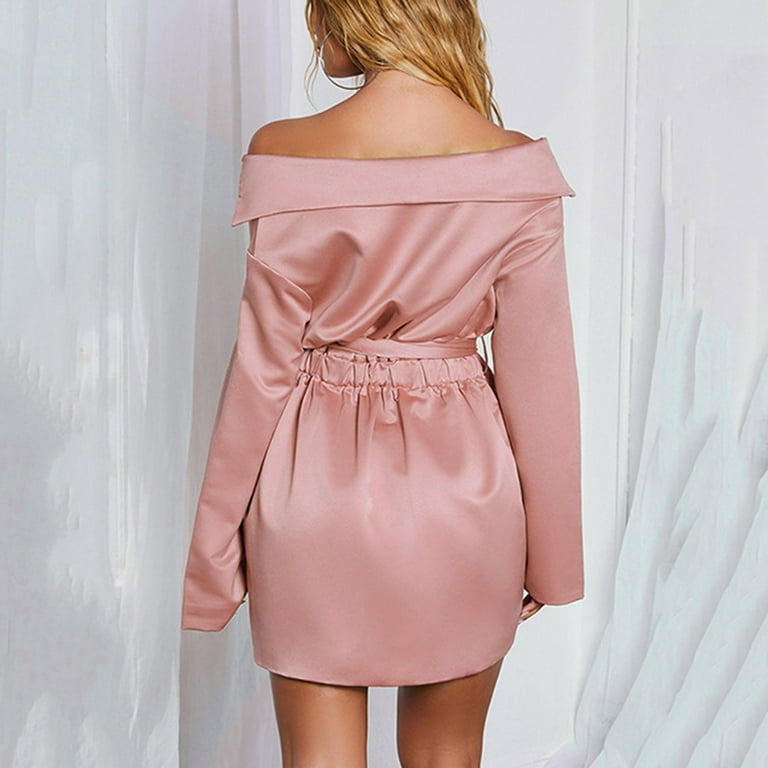 long sleeve shimmer mini dress Petal and Pup Women's Kelly Long Sleeve Sequin Mini Dress