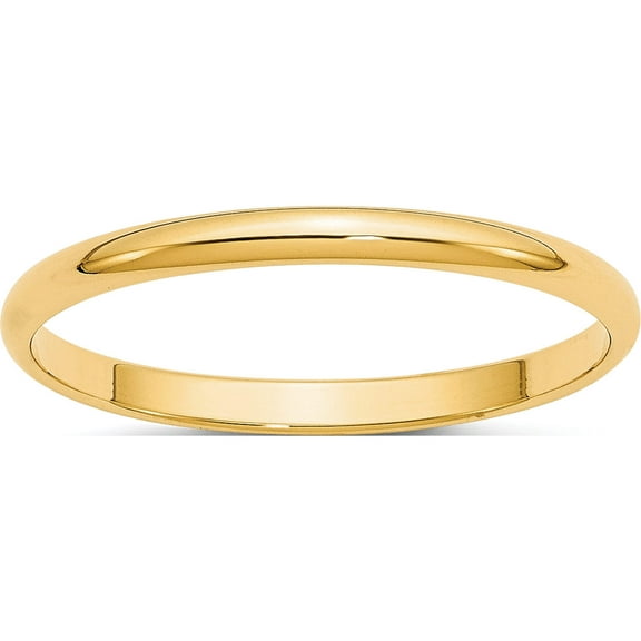 14K Yellow Gold 14Ky 2mm Ltw Half Round Band Size 4 Made In United States hrl020-4
