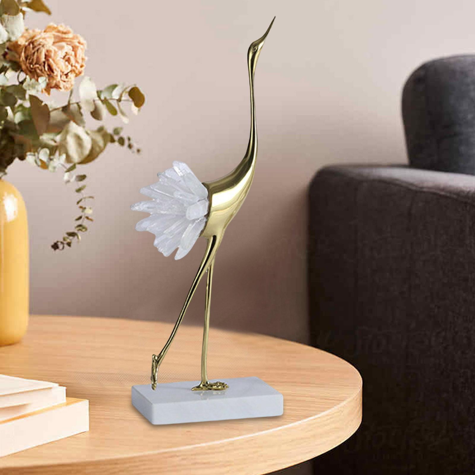 Golden Crane Statue Animal Bird Modern Minimalist Luxury Sculpture Figurine Ornament for Home Shelves Bedroom Decoration Style B