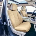 thumbnail image 3 of FH Group Grande70 Luxe Faux Leather Universal Car Seat Covers w Sleek Pattern Fit for Cars, Trucks, SUVs or Van – Beige Front Seats, 3 of 8
