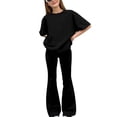 thumbnail image 3 of Ugoldhm Girls 2-Piece Trendy Set, Oversized Short Sleeve T-Shirt & High Waist Flare Leggings, Sizes 8-13 Years, 3 of 6