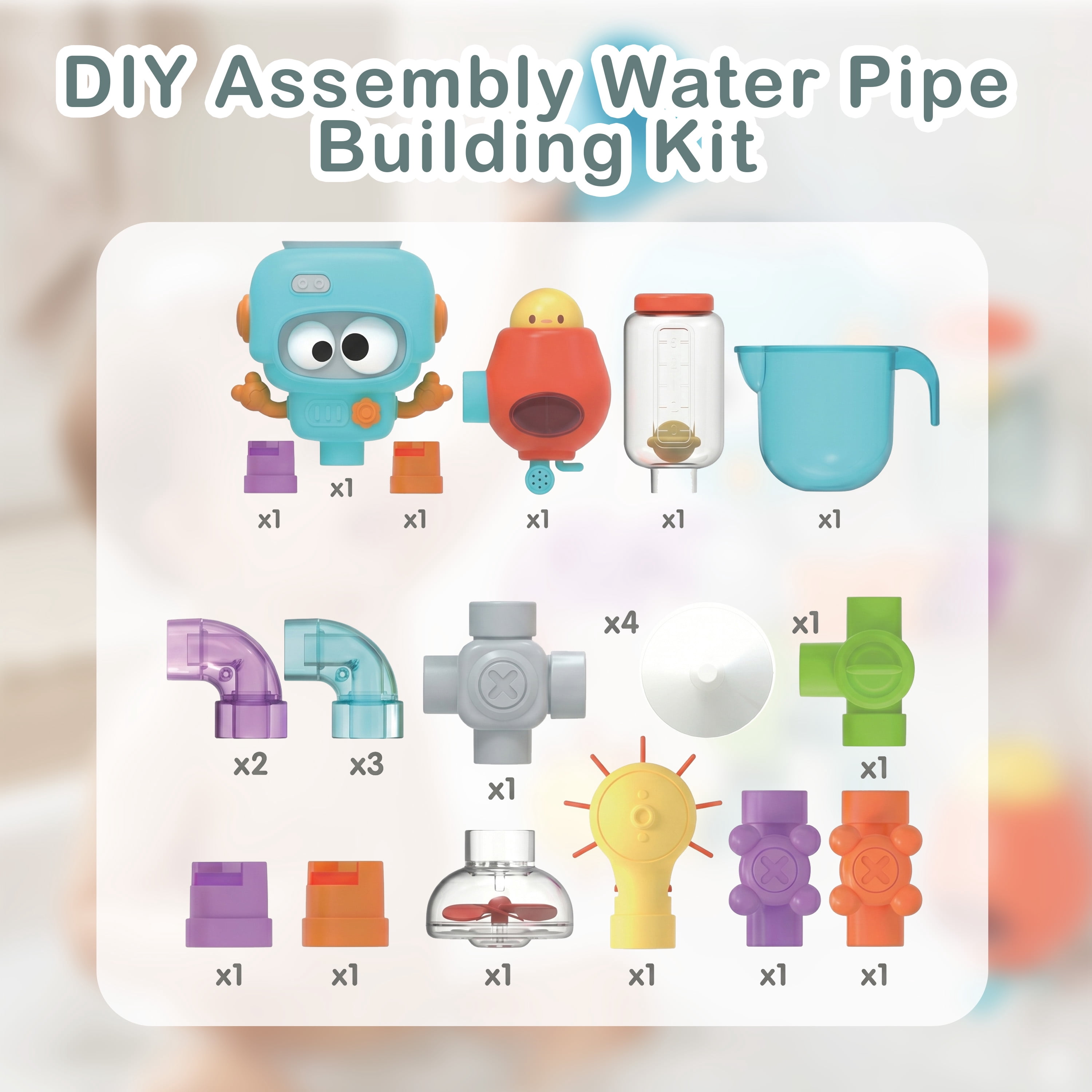 Sperric Build & Splash Bath Pipe Toys – Fun DIY Water Construction Set with Valves & Tubing, STEM Learning Sensory Wall Bath Toys for Toddlers & Kids