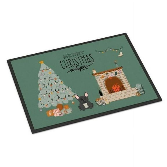 Carolines Treasures CK7577MAT 18 x 27 in. Black French Bulldog Christmas Everyone Indoor or Outdoor Mat