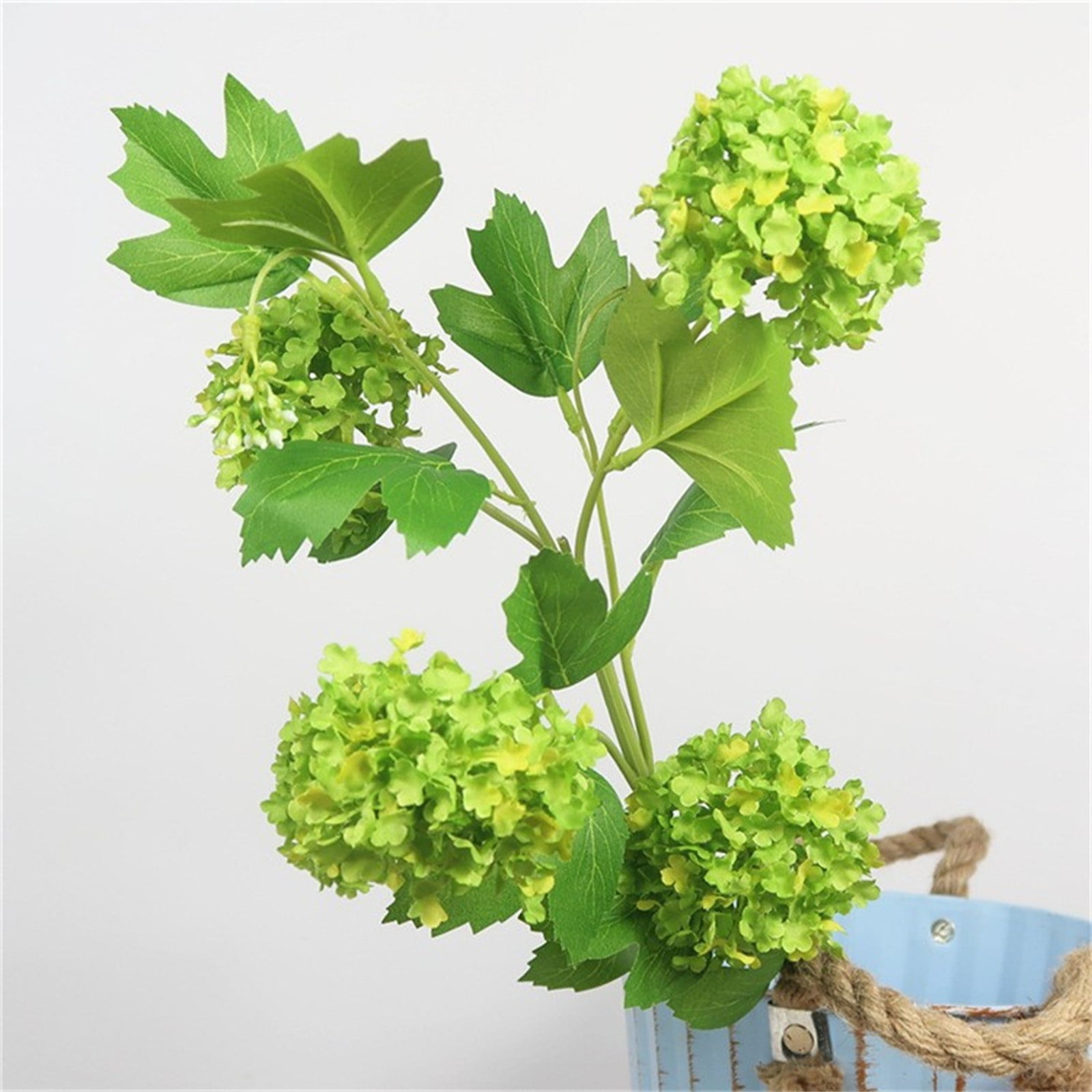 Real Touch Hydrangea Artificial Flowers - 5 Head Silk Snowball Viburnum Flowers for Outdoor & Indoor, High-End Hydrangea Wedding Decor,for Vase, Table Centerpieces, Home & Landscaping