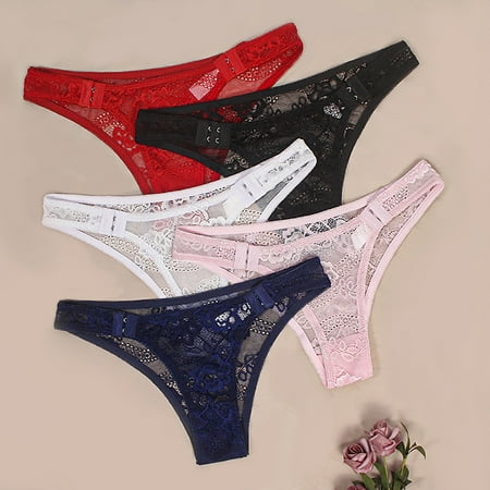 

Jiaroswwei Women Panties Solid Color Hollow Out Triangle Shape Flower Embroidery See-through Protective Thin Soft Lace Women Underpants Inner Wear Clothes