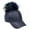 Navy, variant on Baseball Cap - Faux Leather With Detachable Faux Fox Fur Pom Pom - Black - HT-AO326BK