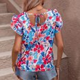thumbnail image 4 of Blouse d'Été à Imprimé Floral pour Femmes, Chemise à Manches Courtes à Double Couche, Polyester Doux, Col Rond, Pull pour Usage Quotidien, Rendez-Vous, Fête, Travail, 4 of 7