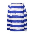 thumbnail image 5 of Scyoekwg Fall Western Shirts for Women Long Sleeve Tunic Tops Round Neck Lightweight Pullover Sweatshirts Casual Loose Comfy Blouses Graphic Tees Stripde Print Blue XL, 5 of 8