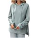 thumbnail image 2 of Ailaofu Oversized Hoodies for Women Casual Long Sleeve Waffle Knit Drawstring Side Slit Pullover Sweatshirts with Pocket, 2 of 3