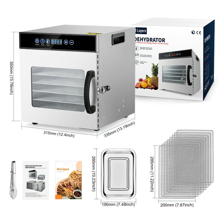 KWASYO 8 Layers Stainless Steel Food Dehydrator Food Dryer for Fruit and Jerky KWASYO 8 Layers Stainless Steel Food Dehydrator Food Dryer for Fruit and Jerky