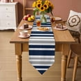thumbnail image 5 of Table Runners 108 Inches Long, Navy Blue Grey Striped Cotton Linen Kitchen Dining Coffee Table Runner for Party Home Decor, Modern Minimalist Ombre Lines Tabletop Dresser Scarves Runner 13x108 Inch, 5 of 9