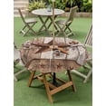 thumbnail image 3 of Outdoor Tablecloth with Umbrella Hole and Zipper, Vintage Texas Star Wooden Round Table Cloth 60 Inch Waterproof Tablecloth, Farmhouse Berry Country Picnic Table Cover for Patio Camping, 3 of 7