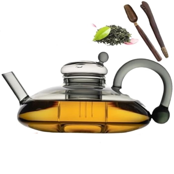 2026 Upgrade - 24 OZ Luxury Glass Teapot with Warmer,Automatic Electric Kettle with Tea Infuser,Teapot and Cup Set with Warmer,New Year Christmas Gift for Tea Lovers