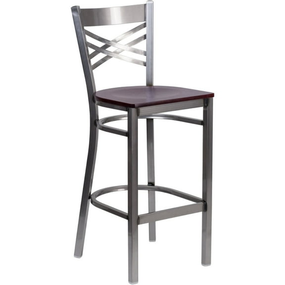 Flash Furniture Restaurant Barstool,Metal X Bck,Mah Woo XU-6F8B-CLR-BAR-MAHW-GG