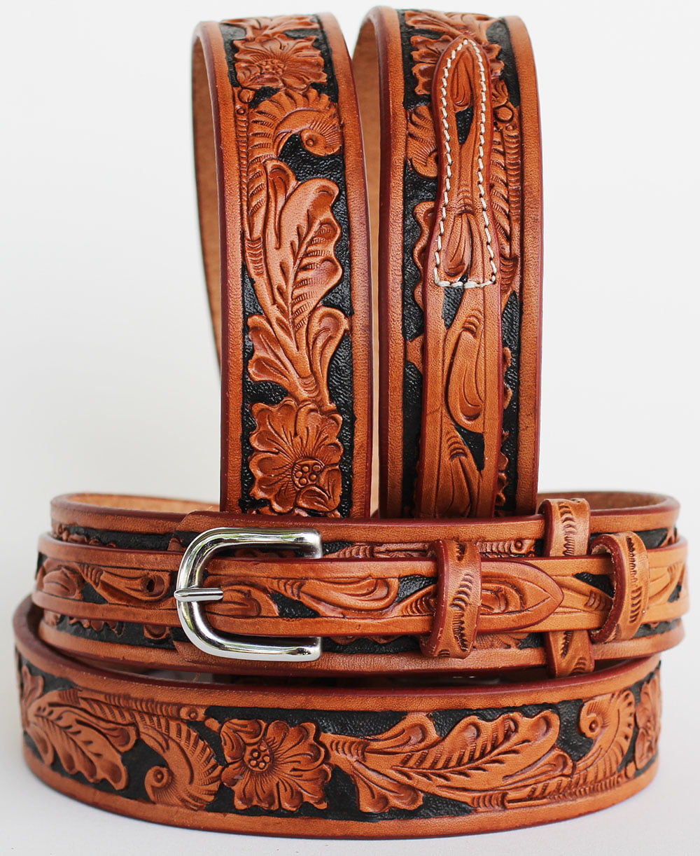Western RANGER Tooled Leather BELT Hand Carved Floral 26Ranger11 ...