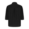 thumbnail image 6 of Heisall Womens Tops Solid Color Lapel Collar Button-Up 3/4 Sleeve V-Neck Fashion Blouses, 6 of 8