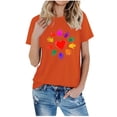 thumbnail image 2 of Zylanna Women's T-Shirts Blouse, Cute Print Short Sleeve Summer Round Neck Fashion Tee Tops Orange, 2 of 7