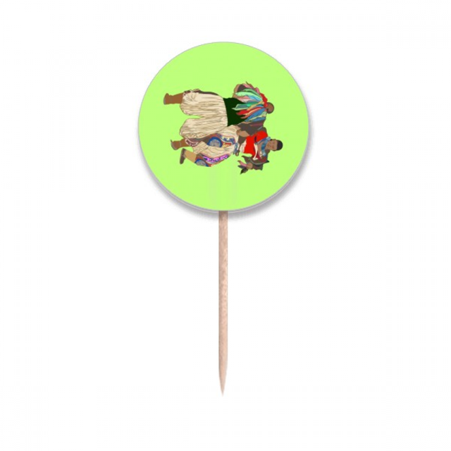Inner Mongolia Wrestling Competition Toothpick Flags Round Labels Party Decoration