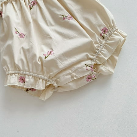 

PEASKJP Baby Girl Bodysuits Long Sleeve Baby Girl Short Sleeve Shirt Romper Onesie Clover Shorts Summer Bodysuit Beige 6-9 Months