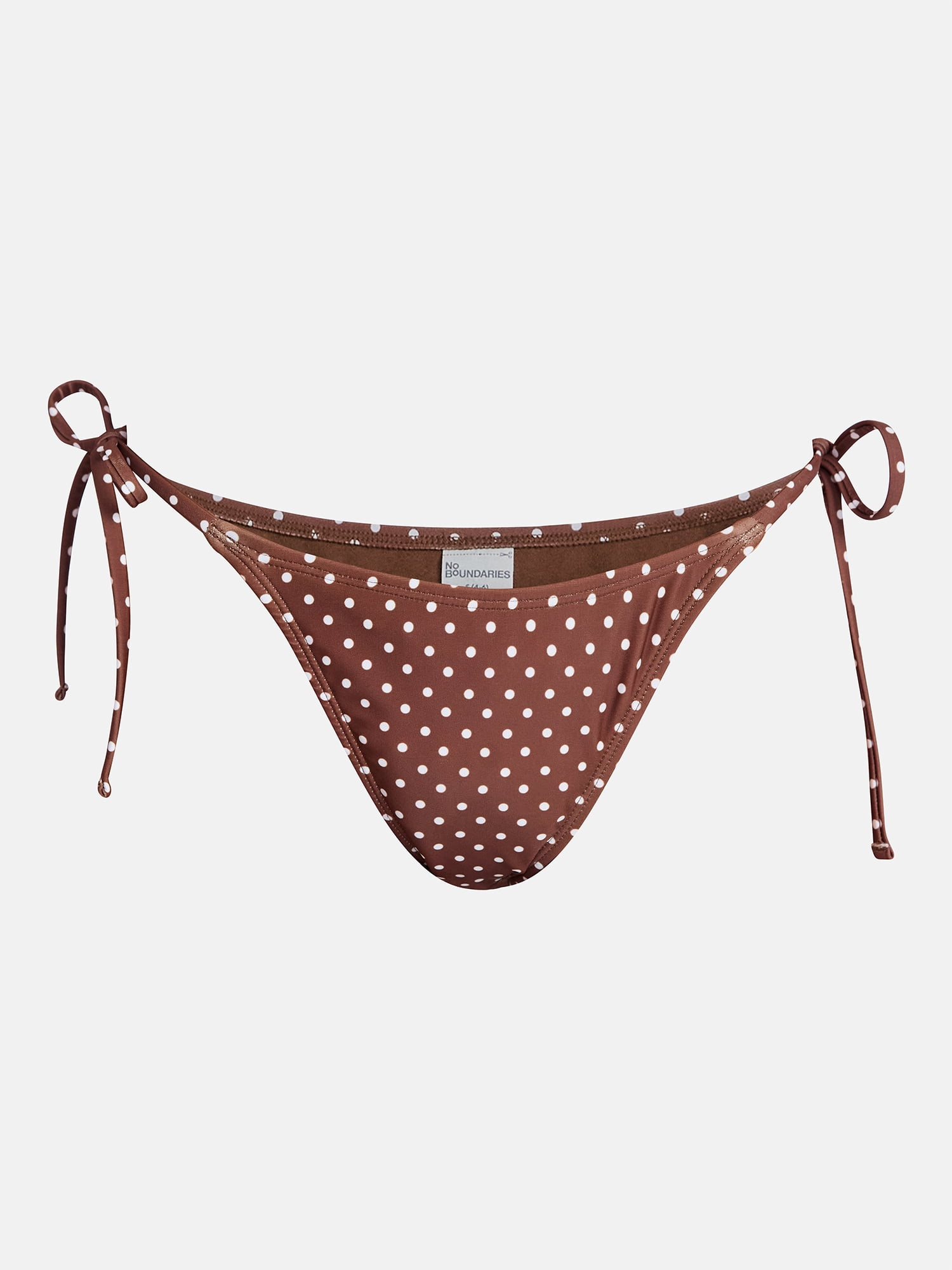 No Boundaries Polka Dot Low Rise String Swim Bottoms, Women's XXS-XXL