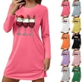 thumbnail image 2 of Fengactive Nightgown for Women Christmas Wine Glass Print Cute Long Sleeve Loose Crewneck Nightshirts Sleepwear, 2 of 6