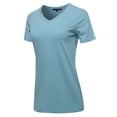 thumbnail image 2 of A2Y Women's Basic Solid Premium Cotton Short Sleeve V-neck T Shirt Tee Tops Titanium XL, 2 of 6
