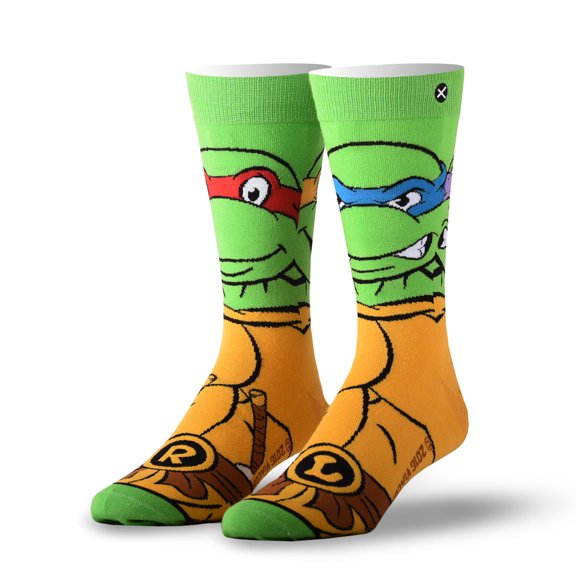 ODD SOX – Retro Turtles 360 – Novelty Crew Socks – Size Large – Men's 8–12 / Women's 9.5–13.5 – Tv