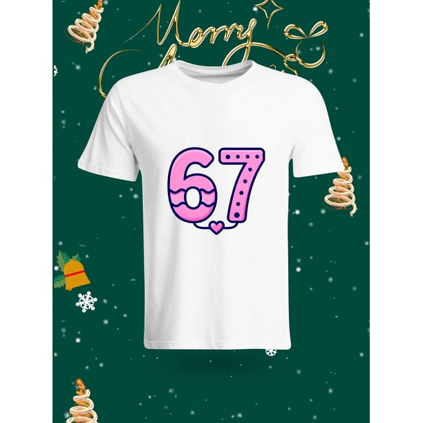 Funny 67 Number Christmas Element Printed Unisex T-Shirt Fashion Casual Top with Festive Atmosphere