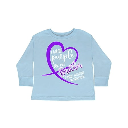 

Inktastic I Wear Purple for my Brother- Cystic Fibrosis Awareness Gift Toddler Boy or Toddler Girl Long Sleeve T-Shirt