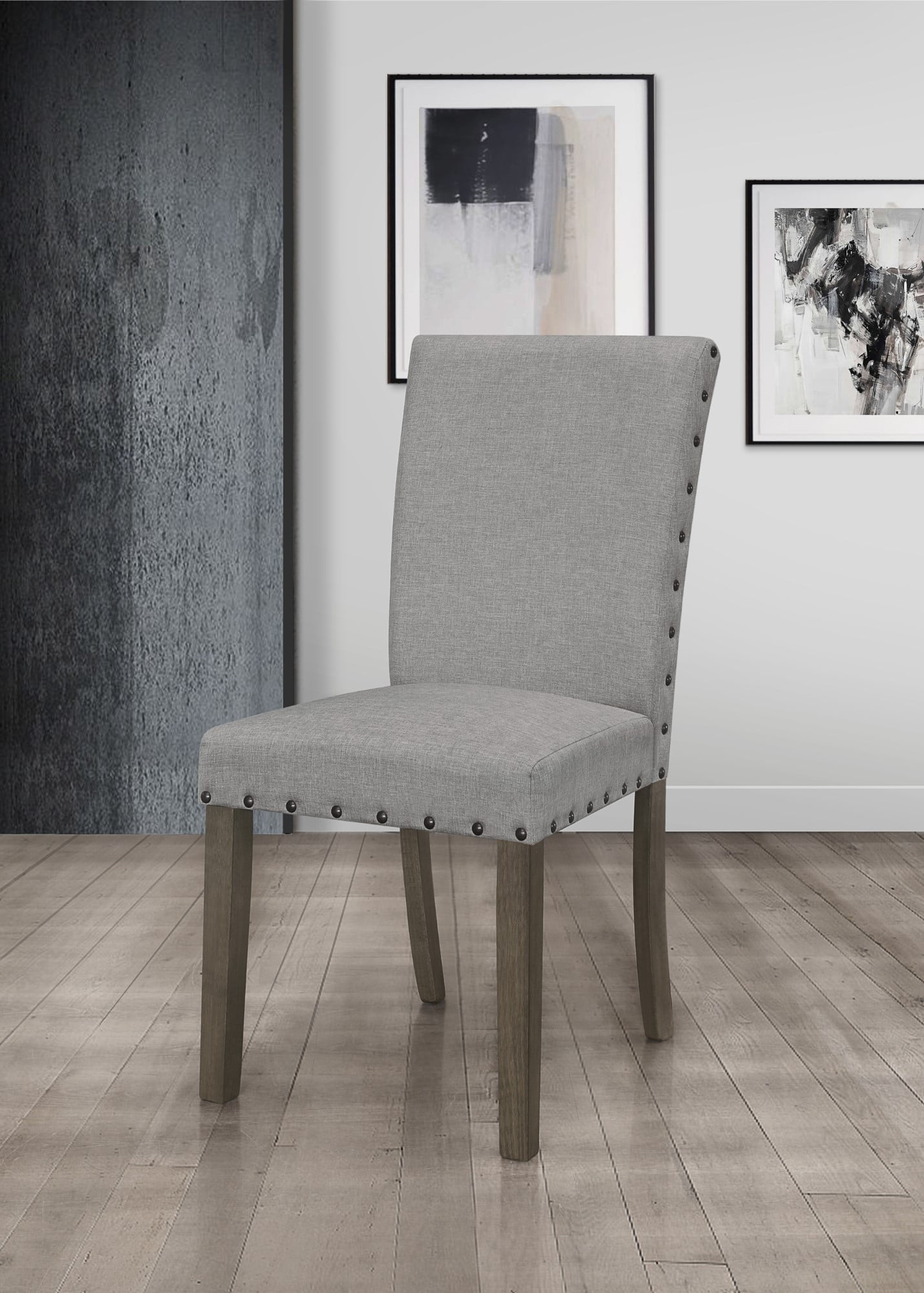 Home Design Clinton Dining Chair, Taupe, Upholstered back, Padded seat, Nailhead trim, Comfortable seating, Sturdy legs, Modern classic style