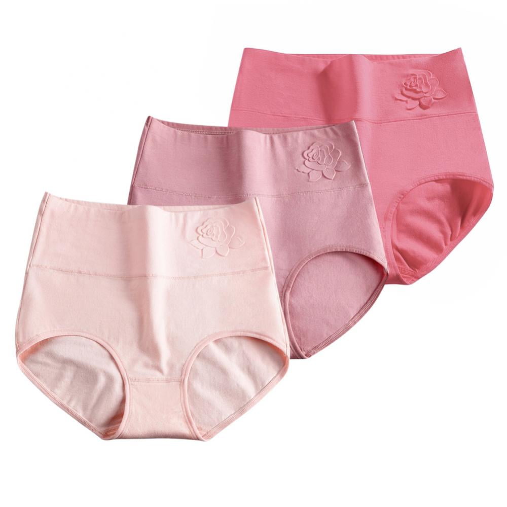 WBQ Women's Cotton Underwear Briefs High Waist Panties Full Coverage