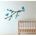 thumbnail image 3 of Branch Wall Sticker with Birds Flowers Girls Room Stickers Vinyl Art Decals Bedroom Decor- Chocolate Brown/Teal, 3 of 6
